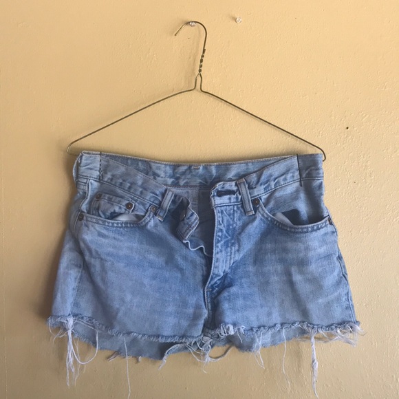 Distressed mid-rise denim shorts - Picture 1 of 5